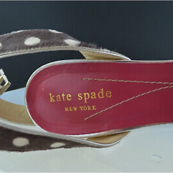 KATE SPADE NY POLKA DOT LEATHER PONY HAIR ANKLE STRAP SANDALS ITALY SZ 8 - Picture 10 of 14